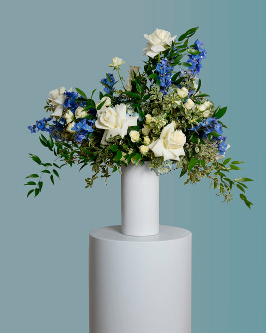 Arreglo Floral Alto - Colección Azul