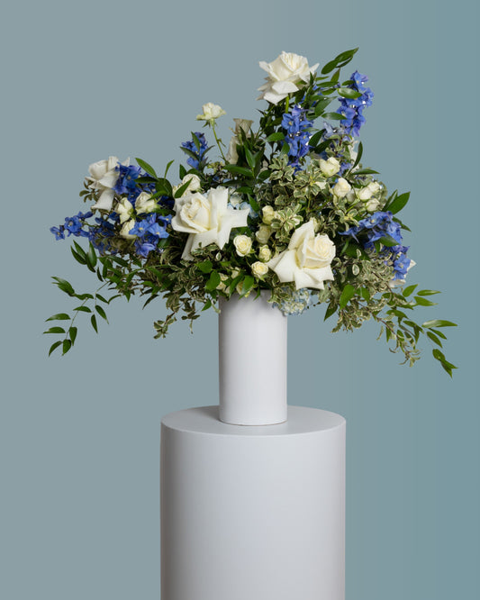 Arreglo Floral Alto - Colección Azul